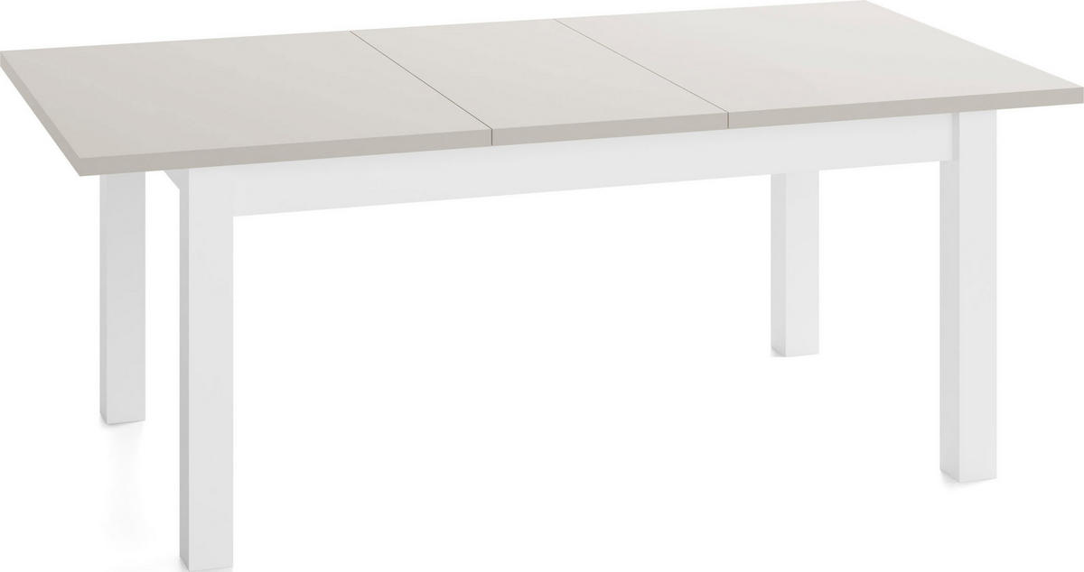 ESSTISCH Lindberg Weiß ausziehbar verlängerbar rechteckig, Kaschmir 120-160/70/77 cm - Kaschmir/Beige, Holz/Holzwerkstoff (70/160/76.5cm) - WFL GROUP