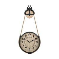 WANDUHR mit Juteseil Palo 27/31/73 cm - Schwarz, Metall (31/73/27cm) - SCENA LIVING