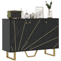 SIDEBOARD DE-11101 2 Schränke, 3 Türen & verstellbare Böden Schwarz - Schwarz, Holzwerkstoff (107/75/35cm) - ComfortXL