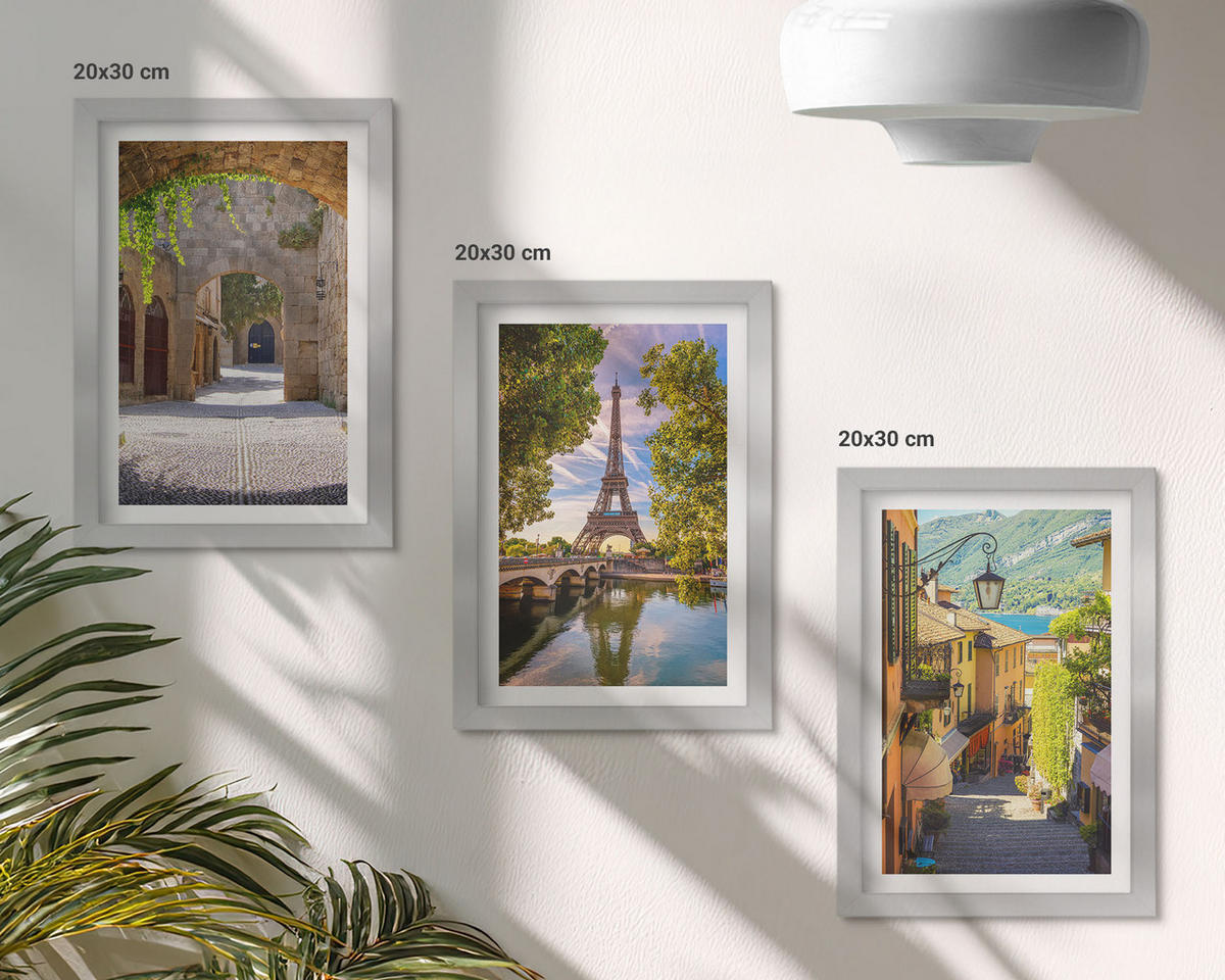 BILDER SET 3er Set - 20x30 cm Silberner Rahmen - Straßen der Eiffel-Architektur - Silberfarben, Kunststoff (20/30cm) - TULUP