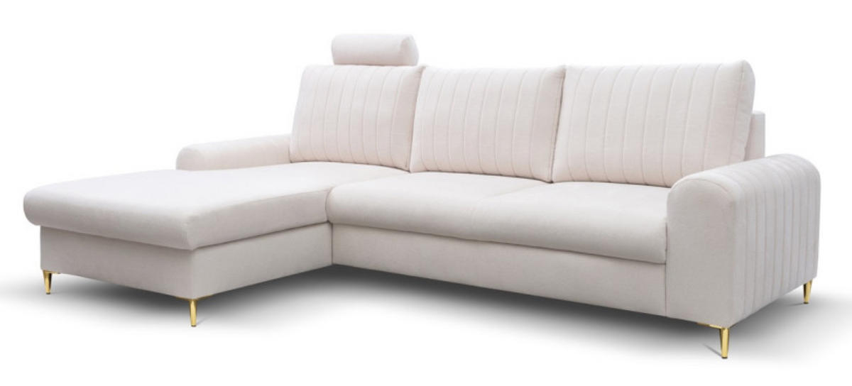 ECKSOFA Creme Mango Mit Schlaffunktion Links - Beige, Naturmaterialen/Textil (251/164cm) - Sepro Meble