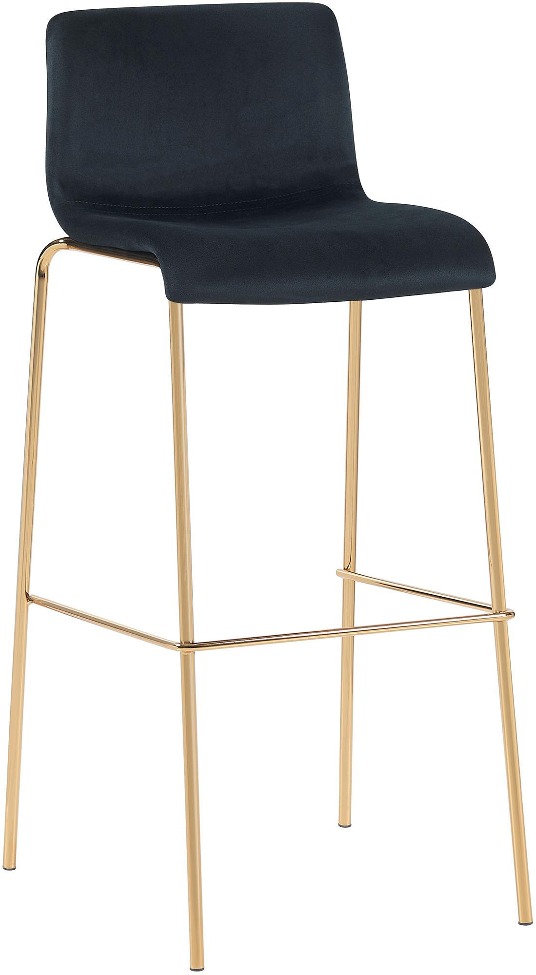 BARHOCKER Samt Schwarz - Goldfarben/Schwarz, Textil/Metall (43/100/48cm) - CLP