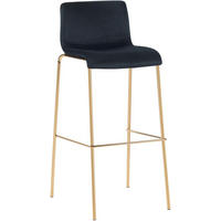 BARHOCKER Samt Schwarz - Goldfarben/Schwarz, Textil/Metall (43/100/48cm) - CLP
