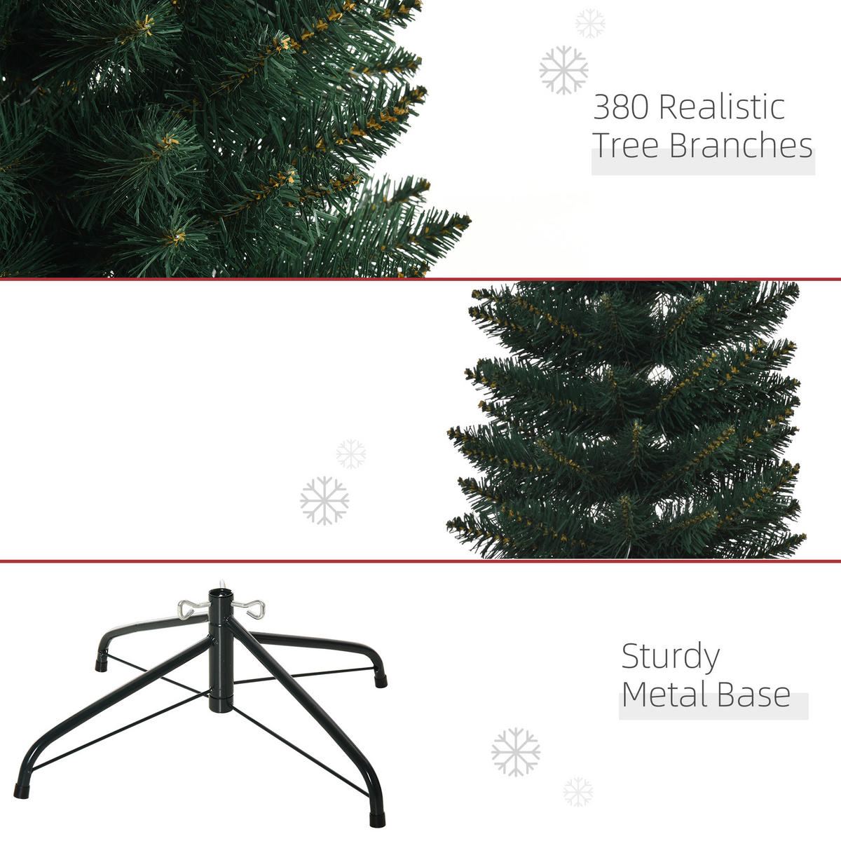 WEIHNACHTSBAUM 180 cm, stabile Basis, Grün - Grün, Kunststoff (180cm) - HOMCOM