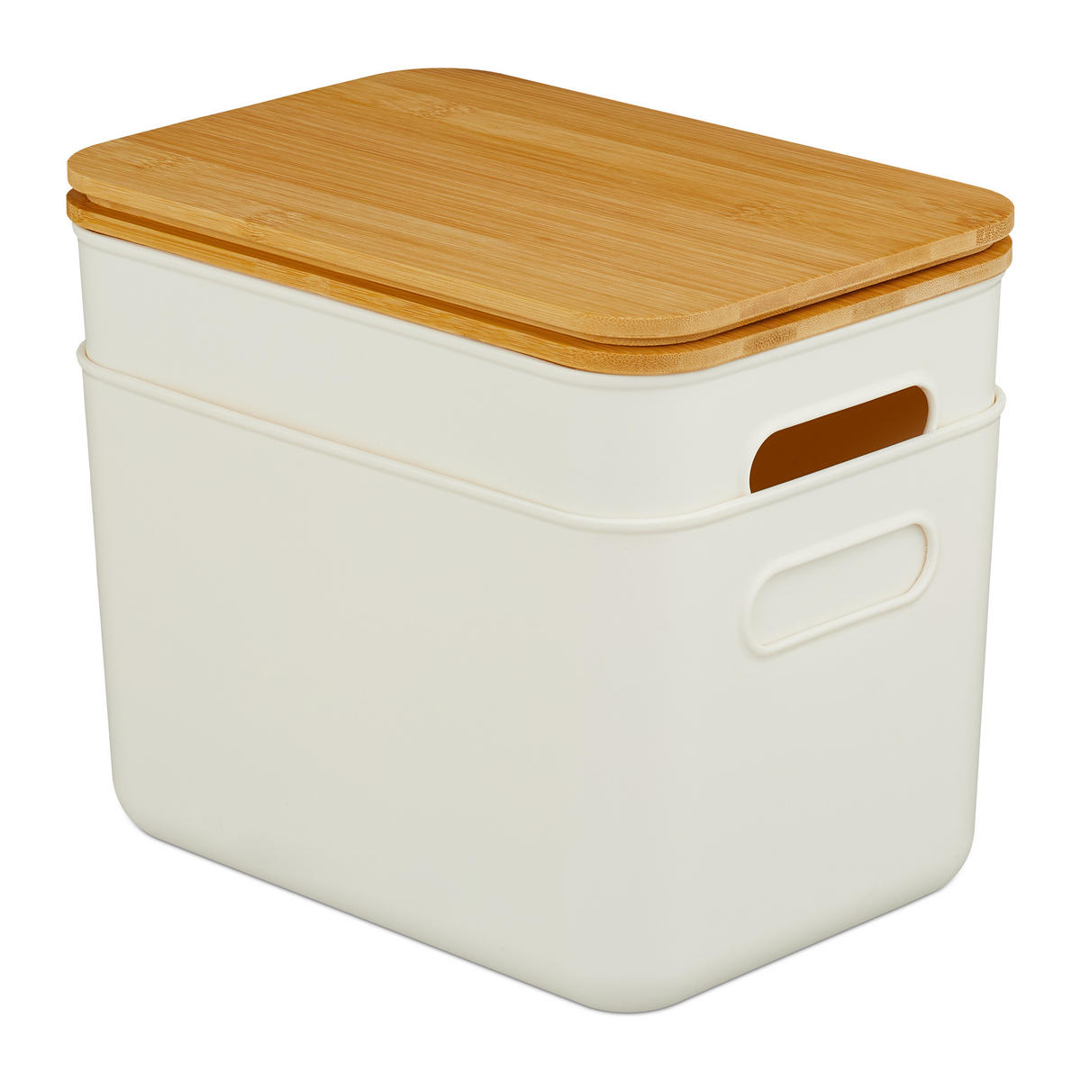 2XAUFBEWAHRUNGSBOX - Weiß, Holz/Kunststoff (26/16/17.5cm) - Relaxdays