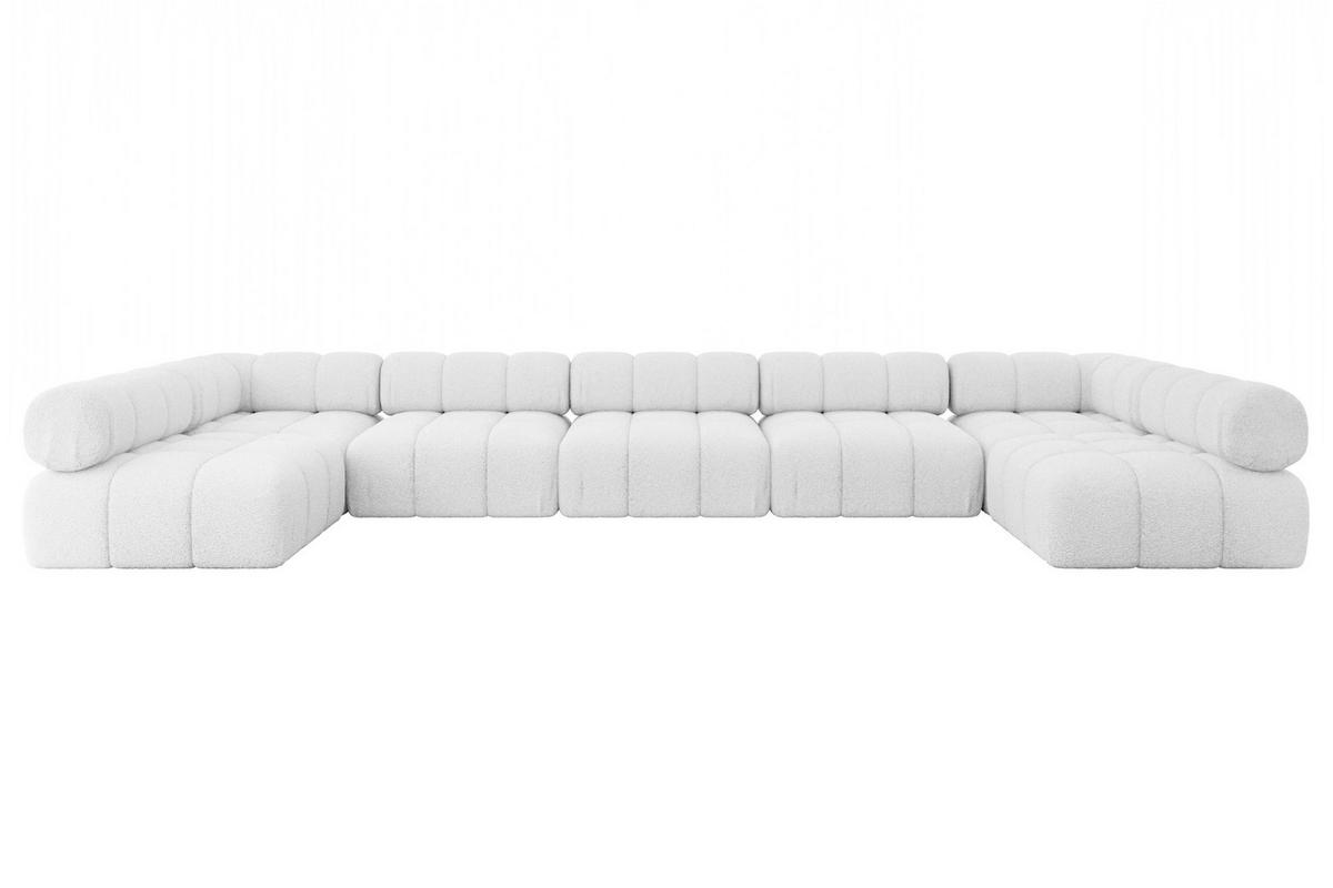 WOHNLANDSCHAFT modulares Sofa Garvo-U3 - 475x190x70 cm Weiß Bouclé - Weiß, Holzwerkstoff/Textil (475/70/190cm) - ALTDECOR