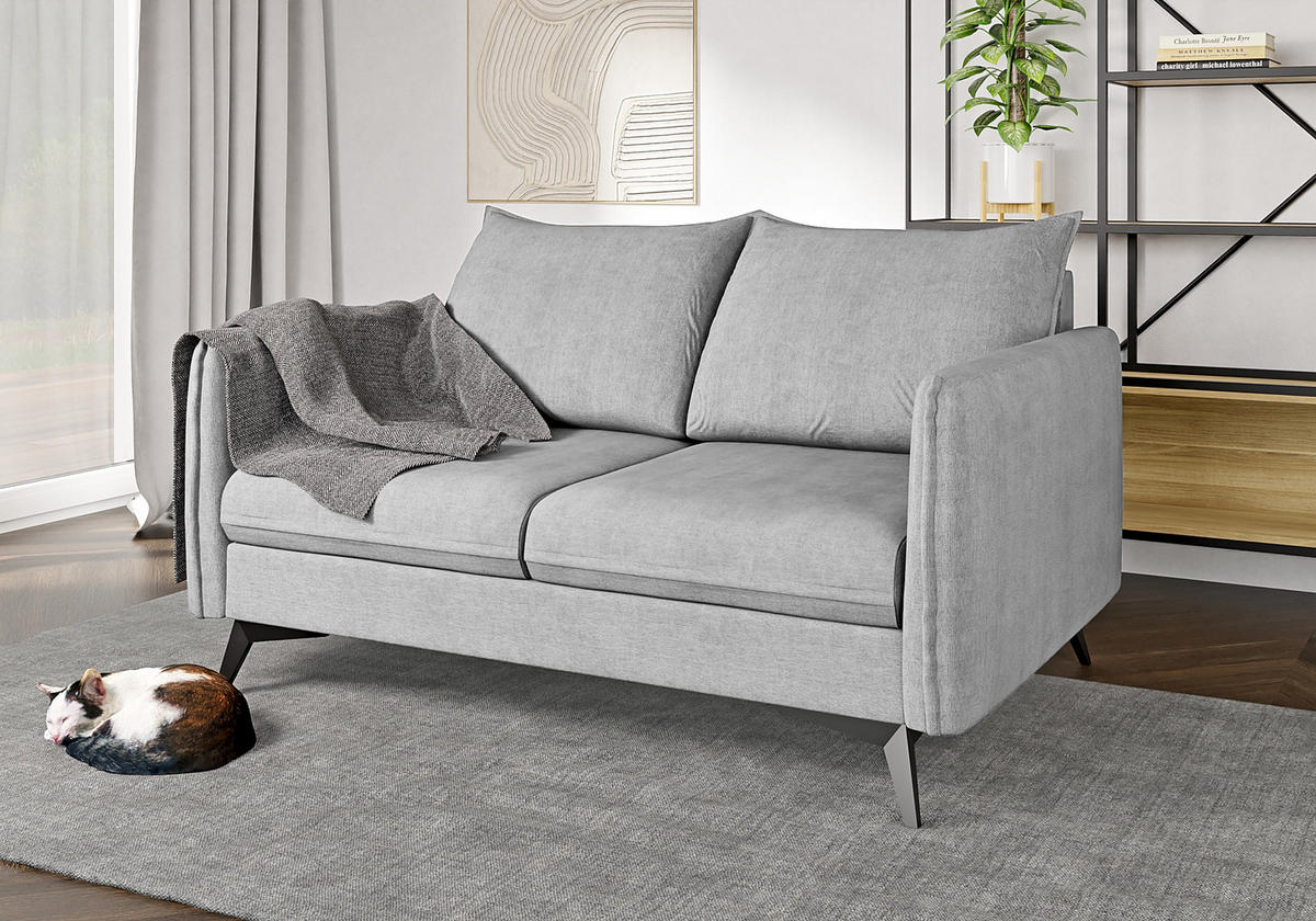 2-SITZER-SOFA Pulse Silber Luxusmicrofaser - Silberfarben/Schwarz, Holz/Textil (138/86/91cm) - S-Style Möbel