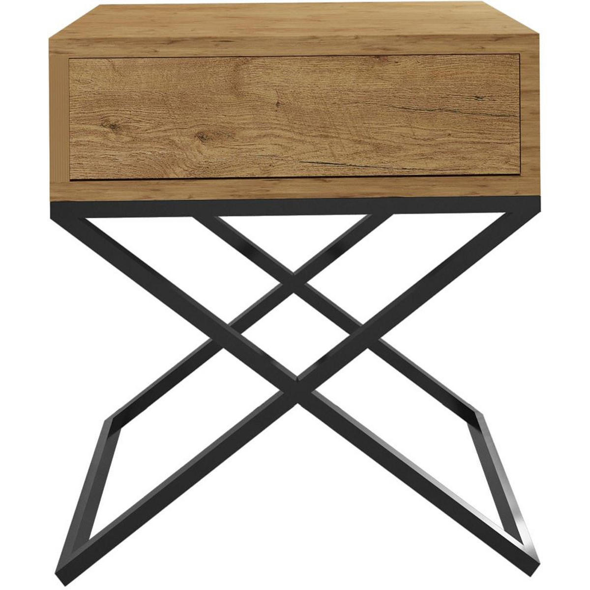 NACHTSCHRANK Max 45/50/35 eiche Wotan - Eiche Wotan/Schwarz, Holzwerkstoff/Metall (45/50/35cm) - Beautysofa