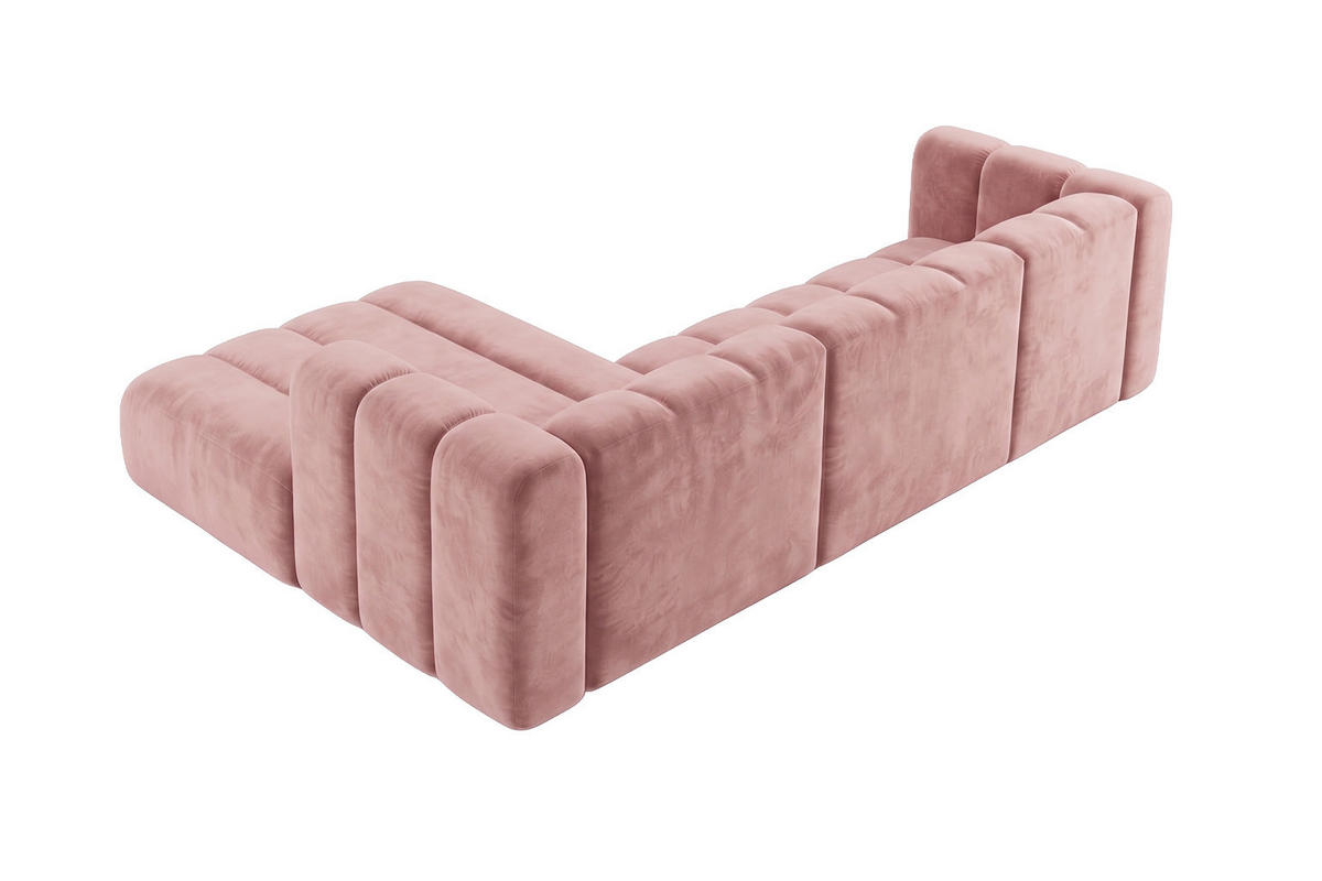 ECKSOFA Modulares In L-Form, Velvet-Stoff Riviera, Hellrosa, Links, GRAND 287 cm - Hellrosa, Holz (287/179cm) - Kaiser Möbel