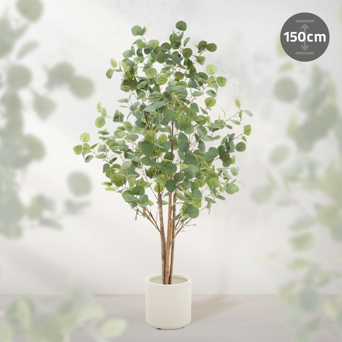 KUNSTPFLANZE Eukalyptus - Anthrazit/Grün, Holz/Kunststoff (150cm) - ML-DESIGN