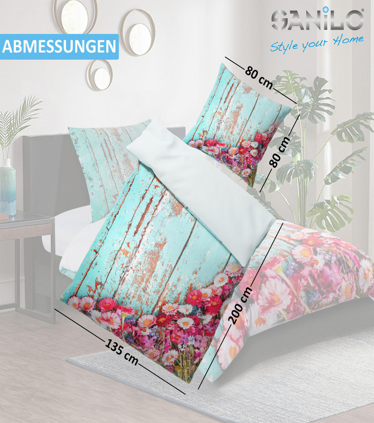 BETTWÄSCHE 2-teilig Spring - Pink, Naturmaterialien (135/200cm) - Sanilo