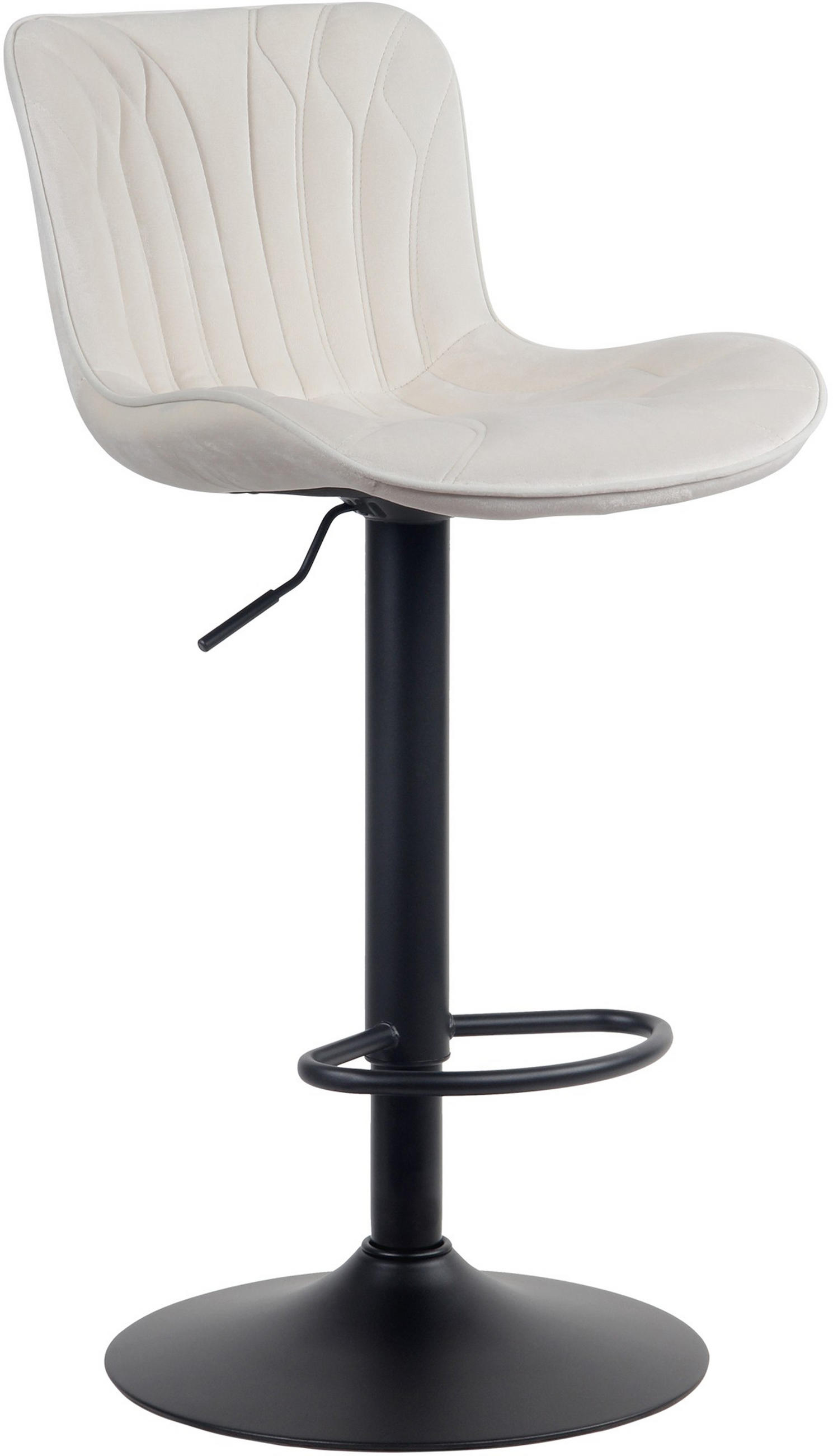 BARHOCKER Linea Samt creme - Schwarz/Naturfarben, Textil/Metall (48/107/54cm) - TPFLiving
