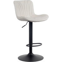 BARHOCKER Linea Samt creme - Schwarz/Naturfarben, Textil/Metall (48/107/54cm) - TPFLiving