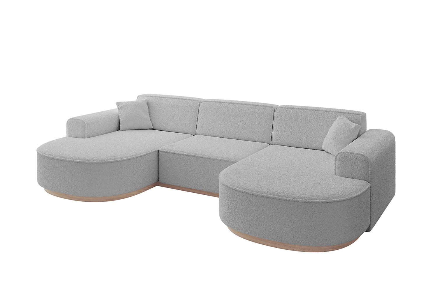 WOHNLANDSCHAFT MARI-U1-v1 - 303x171x83 cm Hellgrau Bouclé - Hellgrau, Holzwerkstoff/Textil (303/83/171cm) - ALTDECOR