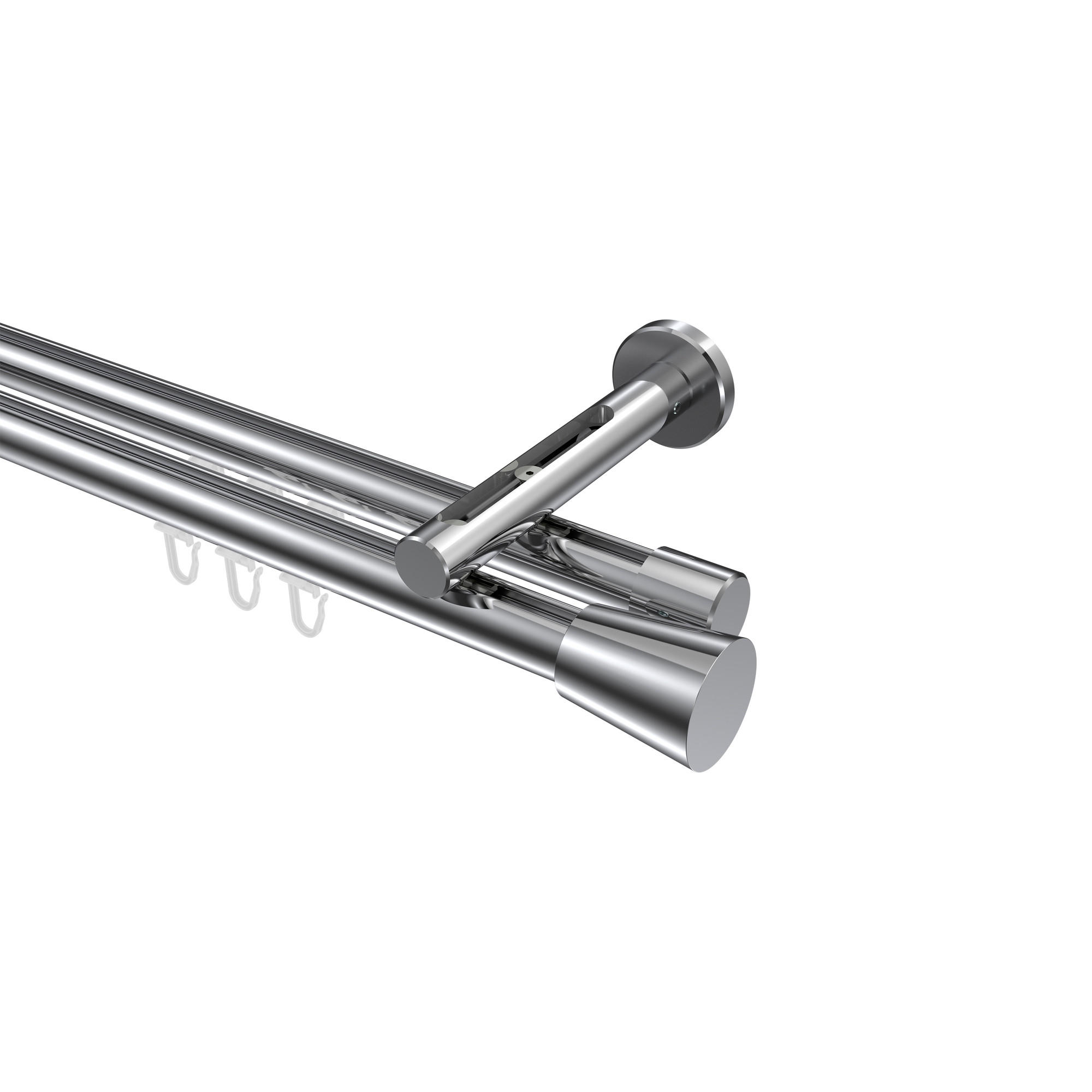 INNENLAUF-GARDINENSTANGEN-SET Siteno Sitra 240 cm (geteilt in 2 x 120 cm), 2-läufig, 20 mm Ø Chrom - Chromfarben, Metall (240cm) - INTERDECO