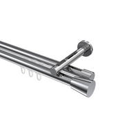 INNENLAUF-GARDINENSTANGEN-SET Siteno Sitra 260 cm (geteilt in 2 x 130 cm), 2-läufig, 20 mm Ø Chrom - Chromfarben, Metall (260cm) - INTERDECO