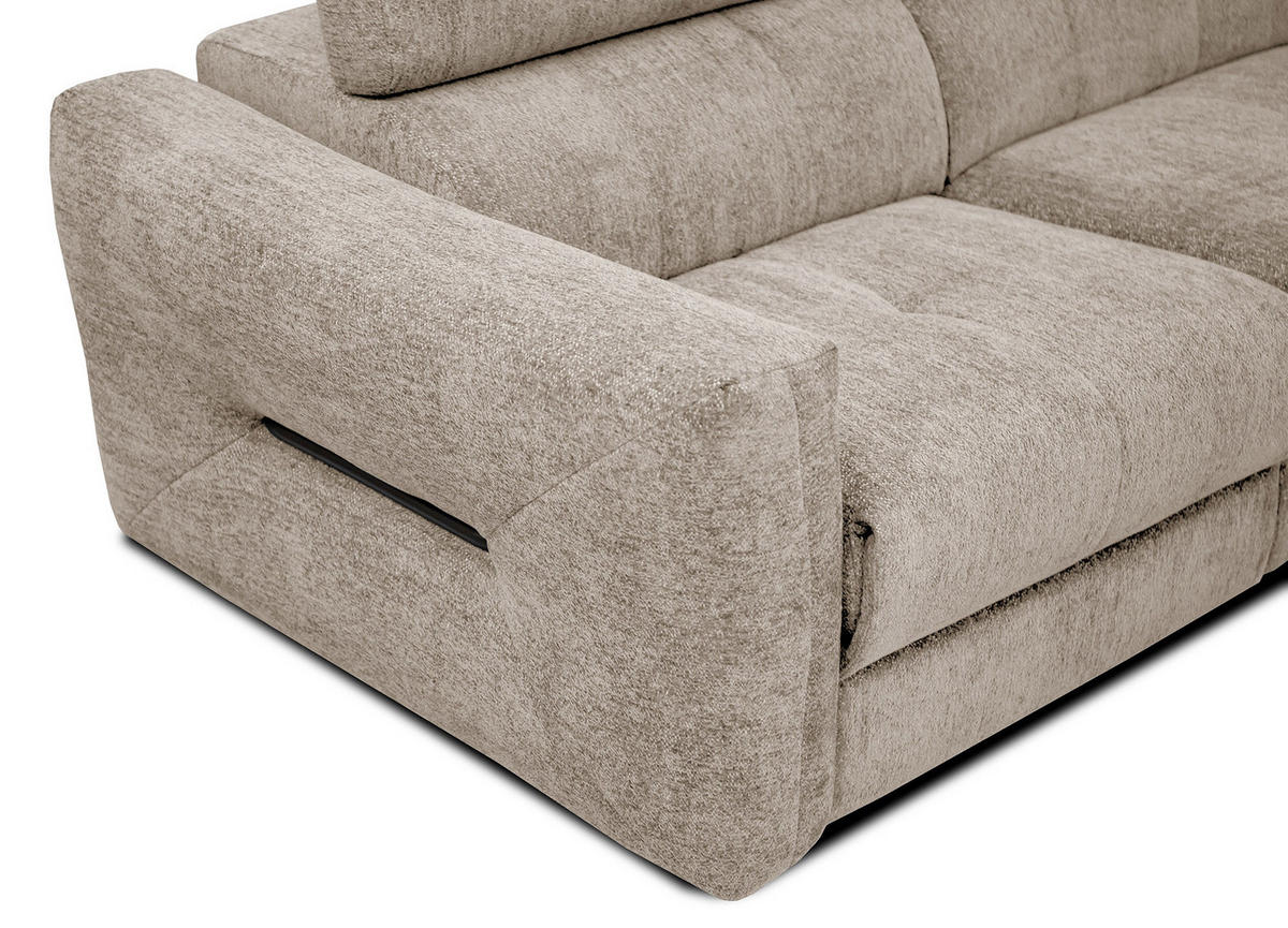 SOFA CALVERA 3-Sitzer mit 1 Relaxfunktion, ecru - Ecru, Holzwerkstoff/Textil (204/79/106cm) - Courtois Laville