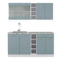 SINGLEKÜCHE KÜCHE R-Line Blau-Grau/Weiß 160 cm ohne AP - Blaugrau/Weiß, Holzwerkstoff (160/81.6/46cm) - Vicco