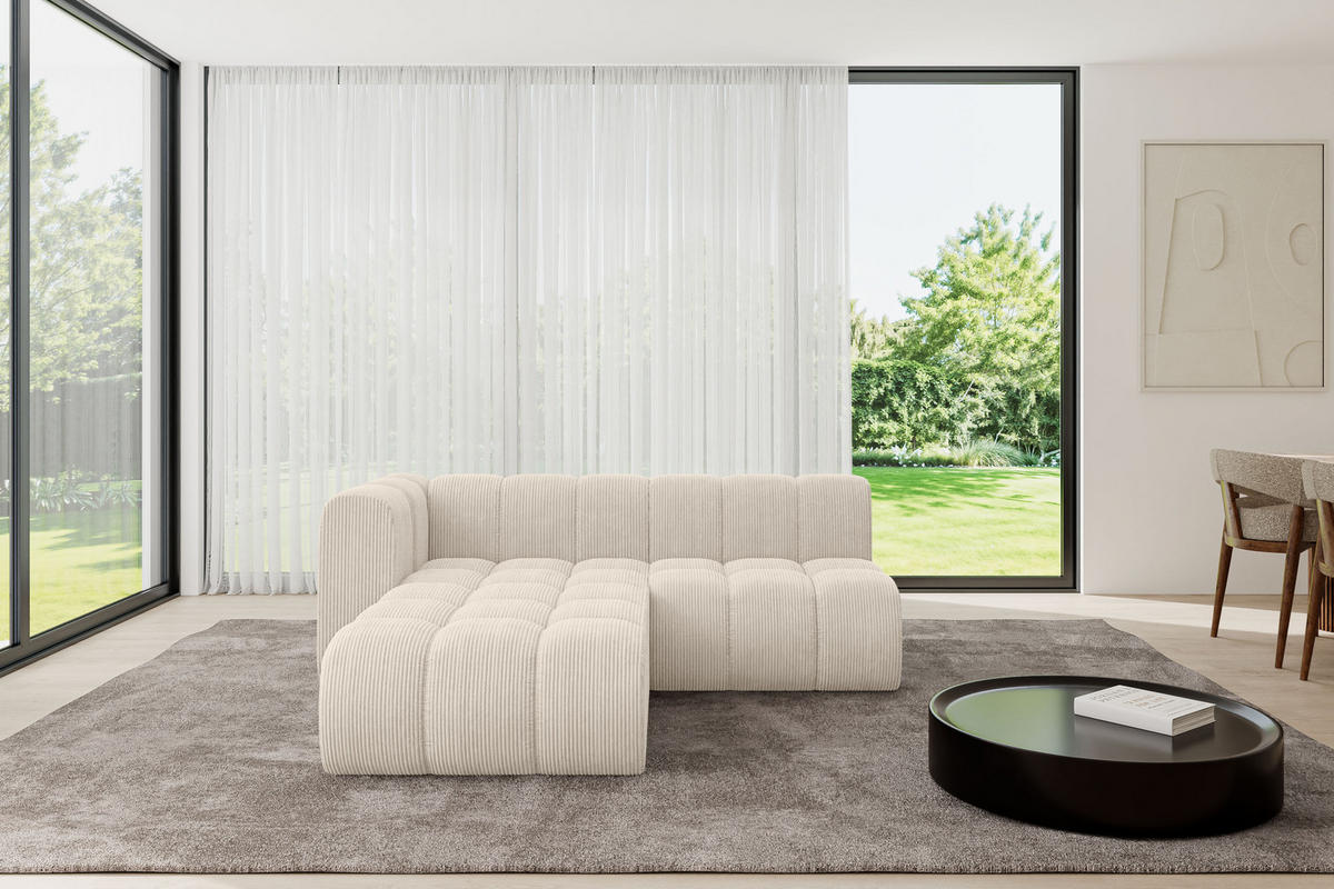 ECKSOFA modulares Sofa Darnel-L1 - 205x177x70 cm Beige - Beige, Holzwerkstoff/Textil (205/177cm) - ALTDECOR