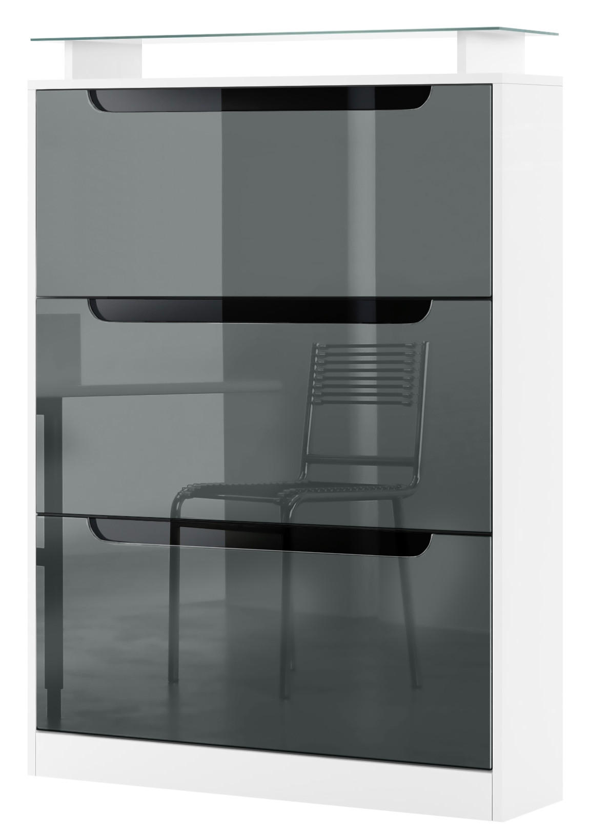 Vladon Schuhschrank Grau 89x128x23 cm