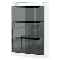 SCHUHSCHRANK Space Grau Hochglanz / Schwarz Hochglanz - Grau, Holzwerkstoff (89/128/23cm) - Vladon