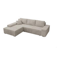 ECKSOFA Milo mit Schlaffunktion und Bettkasten, Couch L-Form, Cord-Stoff, 273x85x185 cm, Beige - Beige, Holz (185/273cm) - PROMETO Möbel