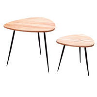 BEISTELLTISCH Set – 2-teilig Akazie Massivholz Metallgestell - Schwarz/Akaziefarben, Holz/Metall (60/60/51cm) - KADIMA DESIGN