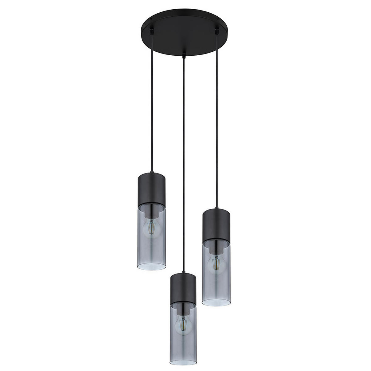 HÄNGELEUCHTE Metall Rauchglas Grau - Schwarz, Metall (30/30/150cm) - Globo Lighting
