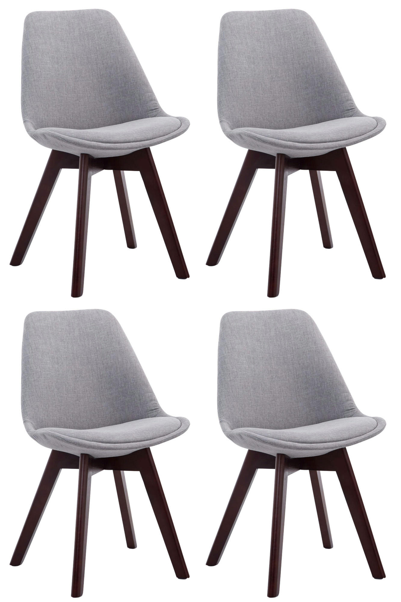 STUHL 4er Set Stoff grau - Walnussfarben/Grau, Holz/Textil (48/84/55cm) - CLP