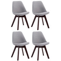 STUHL 4er Set Stoff grau - Walnussfarben/Grau, Holz/Textil (48/84/55cm) - CLP