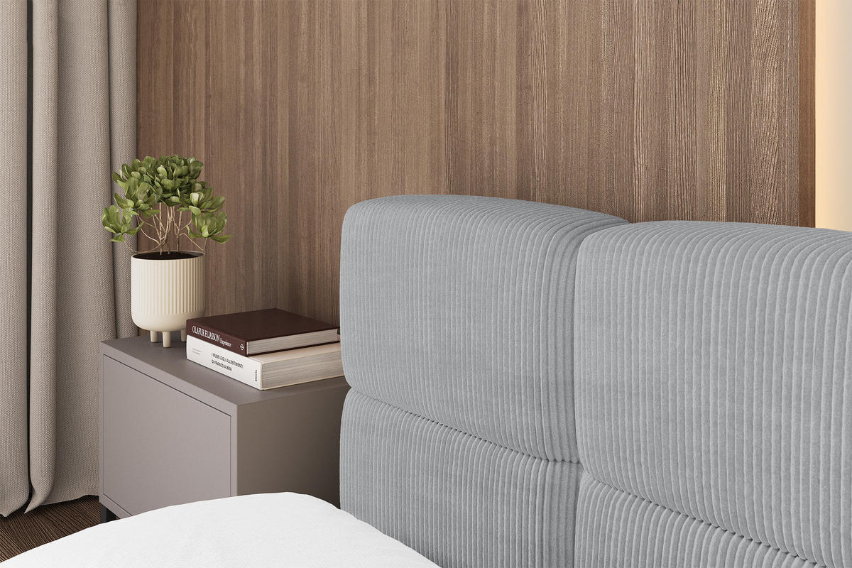 POLSTERBETT mit Bettkasten und Lattenrost, Bett mit Matratze H3/H4, Kopfteil, Boxbett, Doppelbett mit Stauraum - NATA-v1 200x200 Grau - Graphitfarben, Holzwerkstoff/Textil (200/200cm) - ALTDECOR