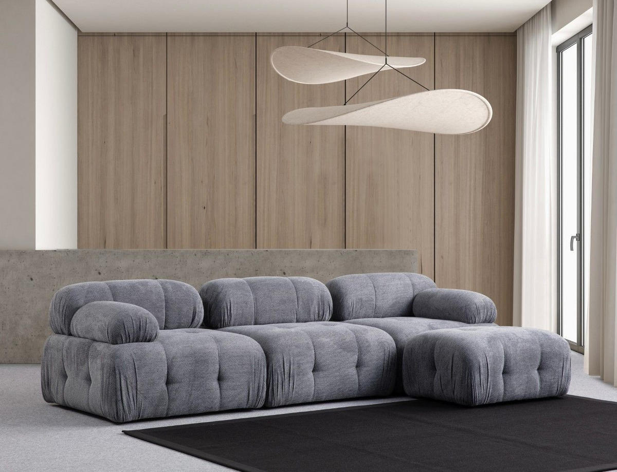 ECKSOFA inklusive Hocker - Schwarz/Grau, Holz/Kunststoff (290/160cm) - myHomelando