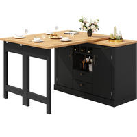 BARTISCH 120-180/40/76 cm mit Stauraum und drehbarer Ausziehfunktion - Schwarz, Holzwerkstoff (40/180/76cm) - BEAOK
