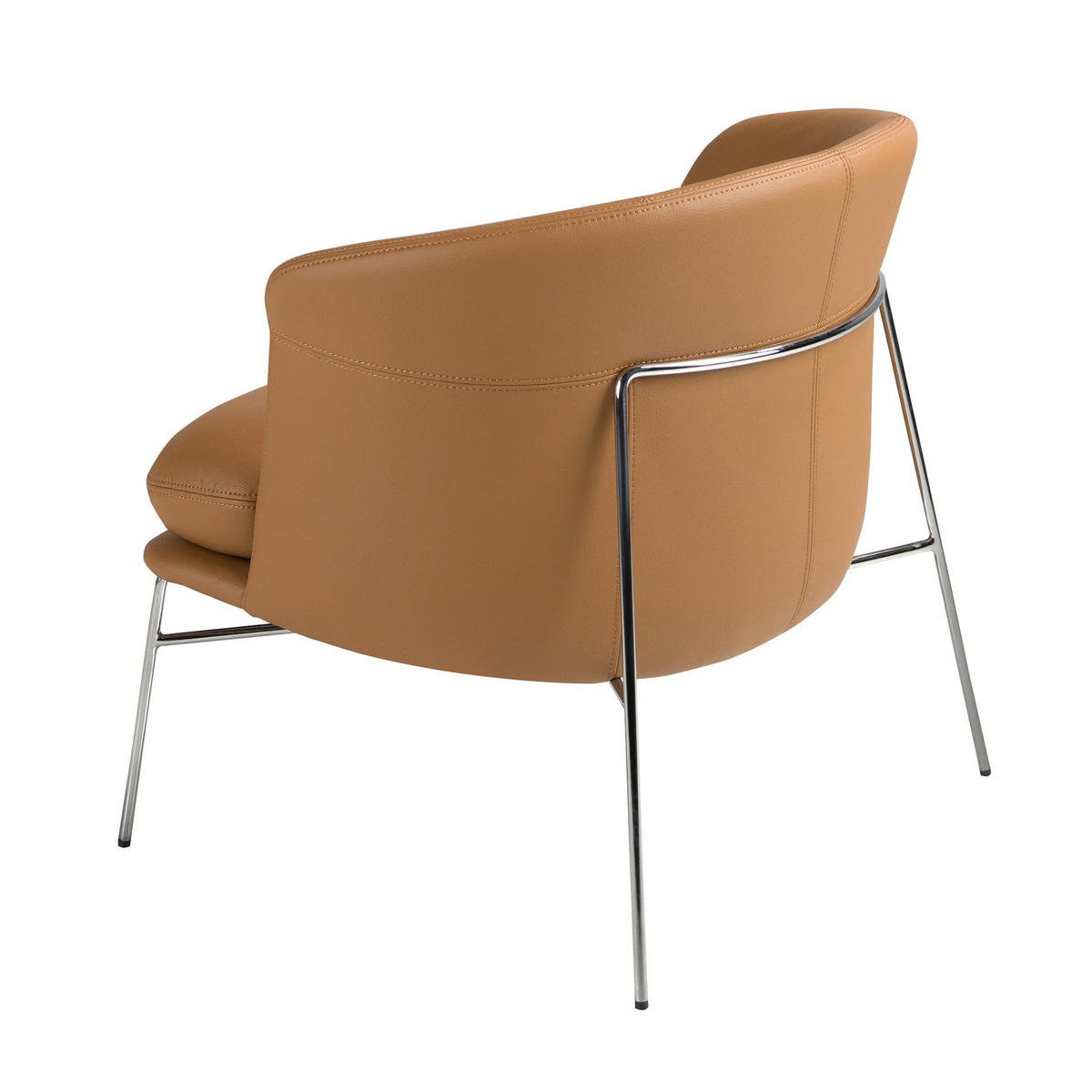 SESSEL aus braunem Kunstleder 76/71/69 cm - Chromfarben/Hellbraun, Leder/Kunststoff (76/69/71cm) - ANGEL CERDA