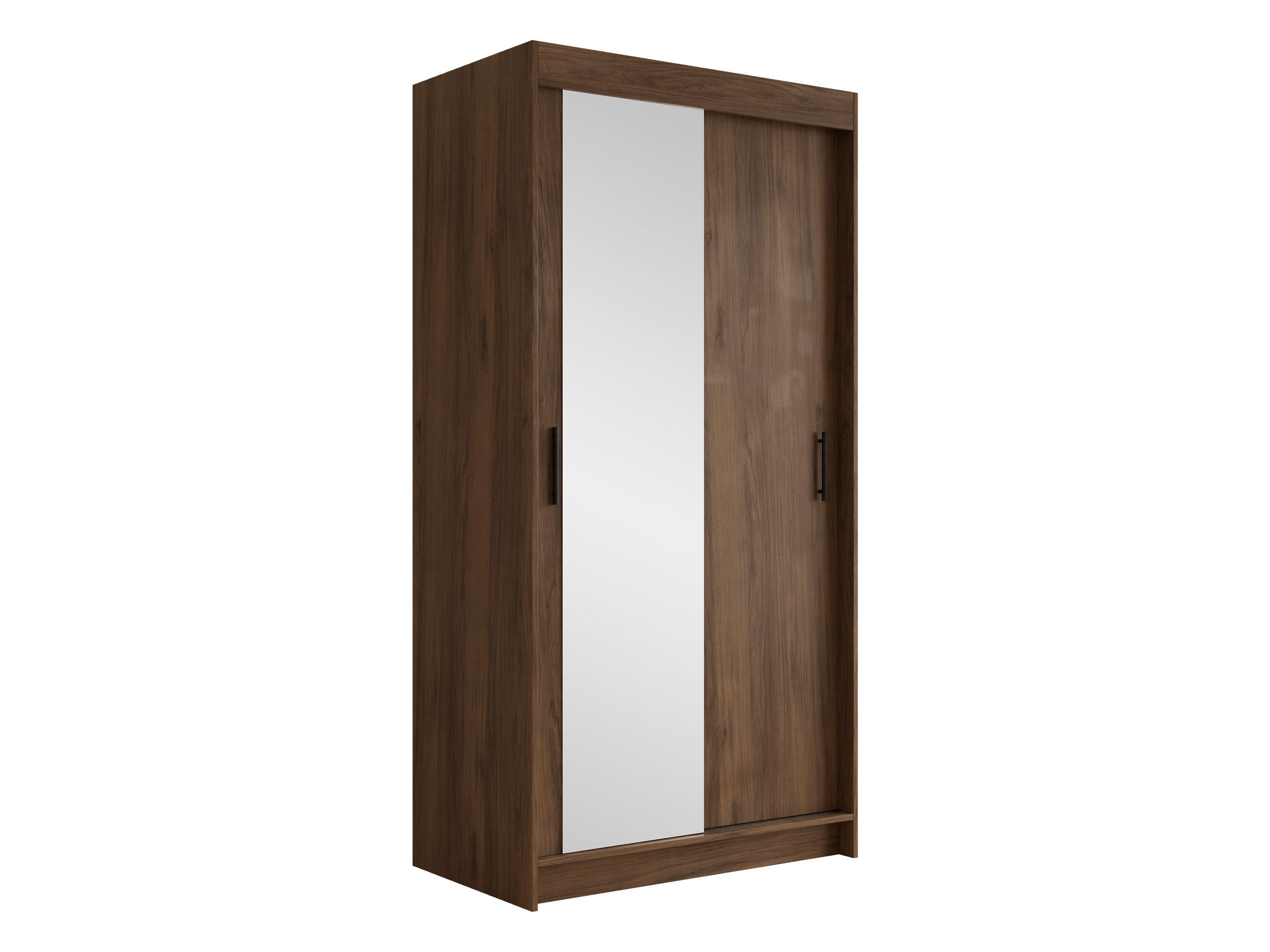 SCHIEBETÜRENSCHRANK Infinity II 100 - Nussbaumfarben/Schwarz, Holzwerkstoff/Kunststoff (100/200/58cm) - MIRJAN24