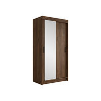 SCHIEBETÜRENSCHRANK Infinity II 100 - Nussbaumfarben/Schwarz, Holzwerkstoff/Kunststoff (100/200/58cm) - MIRJAN24