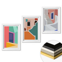 WANDBILDER 3er-Set - 20x30 cm Weißer Rahmen - Farbenfrohe Illustrationen von Gebäuden - Weiß, Kunststoff (20/30cm) - ArtPrintCave