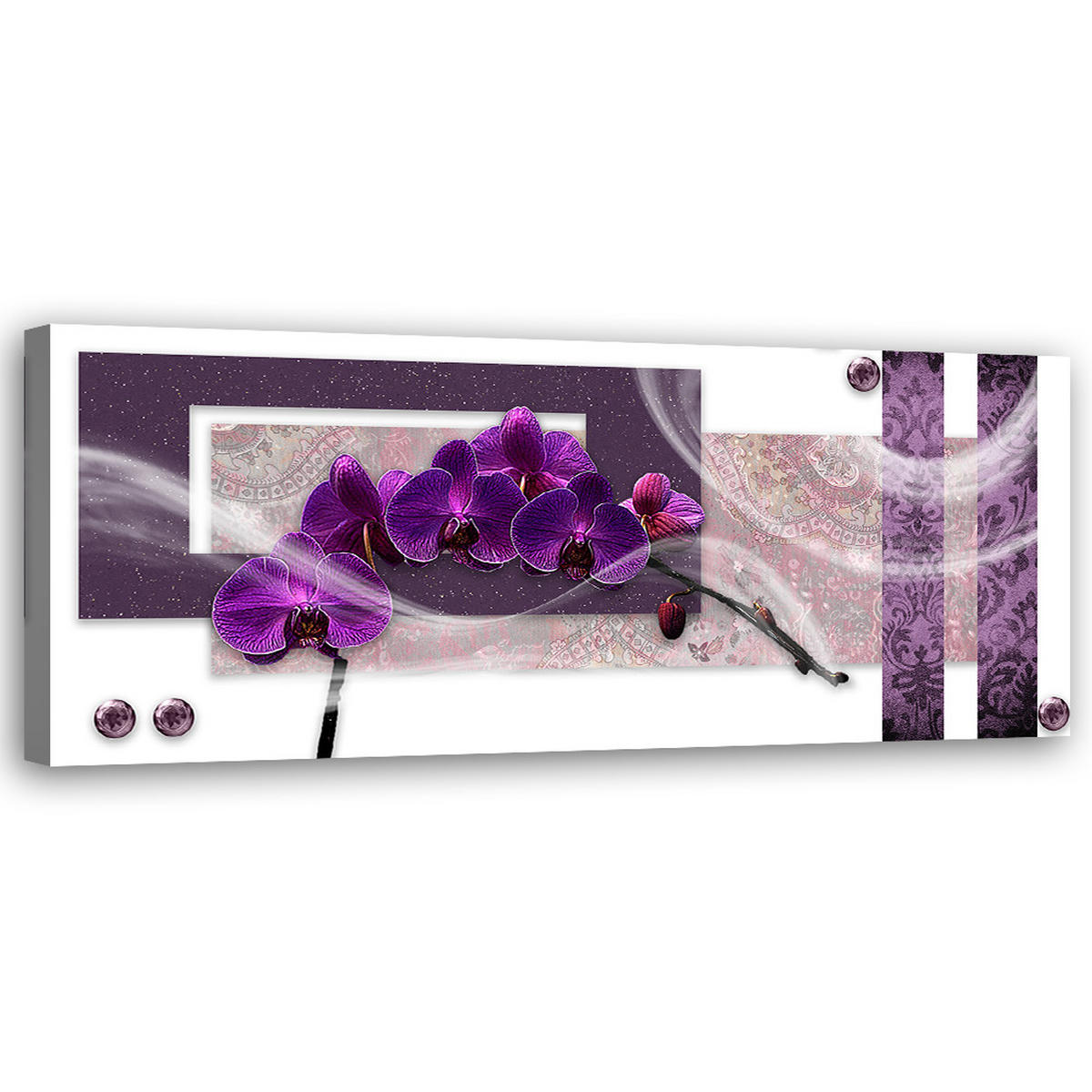 WANDBILD lila orchidee - Lila, Textil (90/30cm) - Feeby