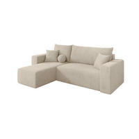 ROHOVÁ SEDAČKA s funkcí spaní, otoman vlevo SENO-L 249x139x85 krémová velur - černá/krémová, kompozitní dřevo/textil (249/139cm) - ALTDECOR