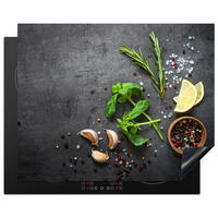 HERDABDECKPLATTE Limette - Kräuter - Gewürze - Grün - Grau - Beton 65x52 cm - Grün, Kunststoff (65/0.2/52cm) - MuchoWow