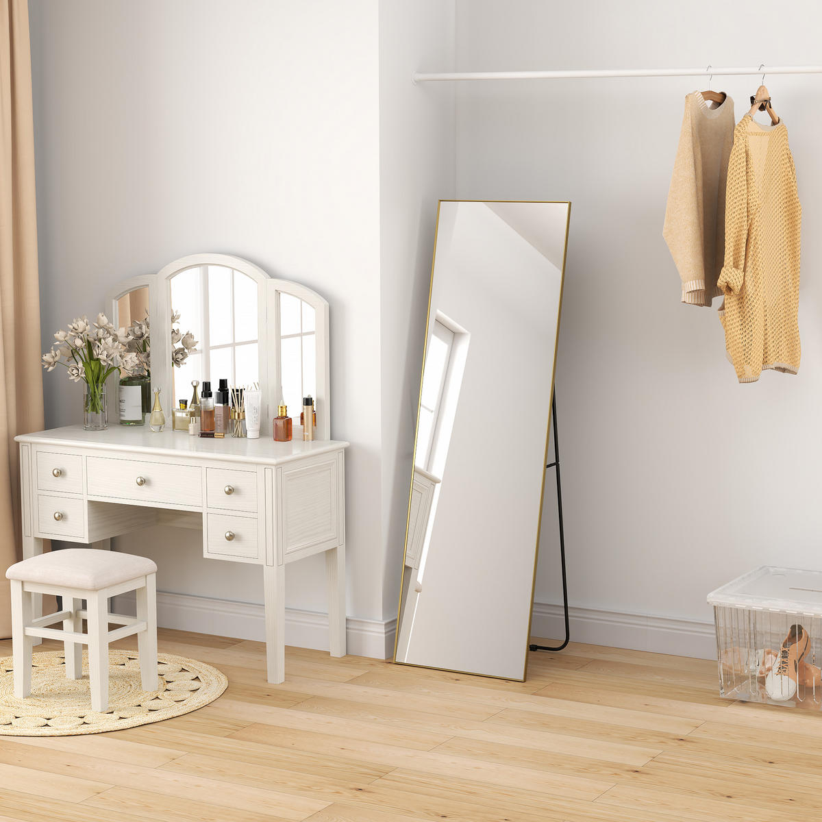 STANDSPIEGEL DE-17926 50x160 cm mit 3-in-1 Nutzung Gold - Goldfarben, Glas (50/160/4cm) - ComfortXL