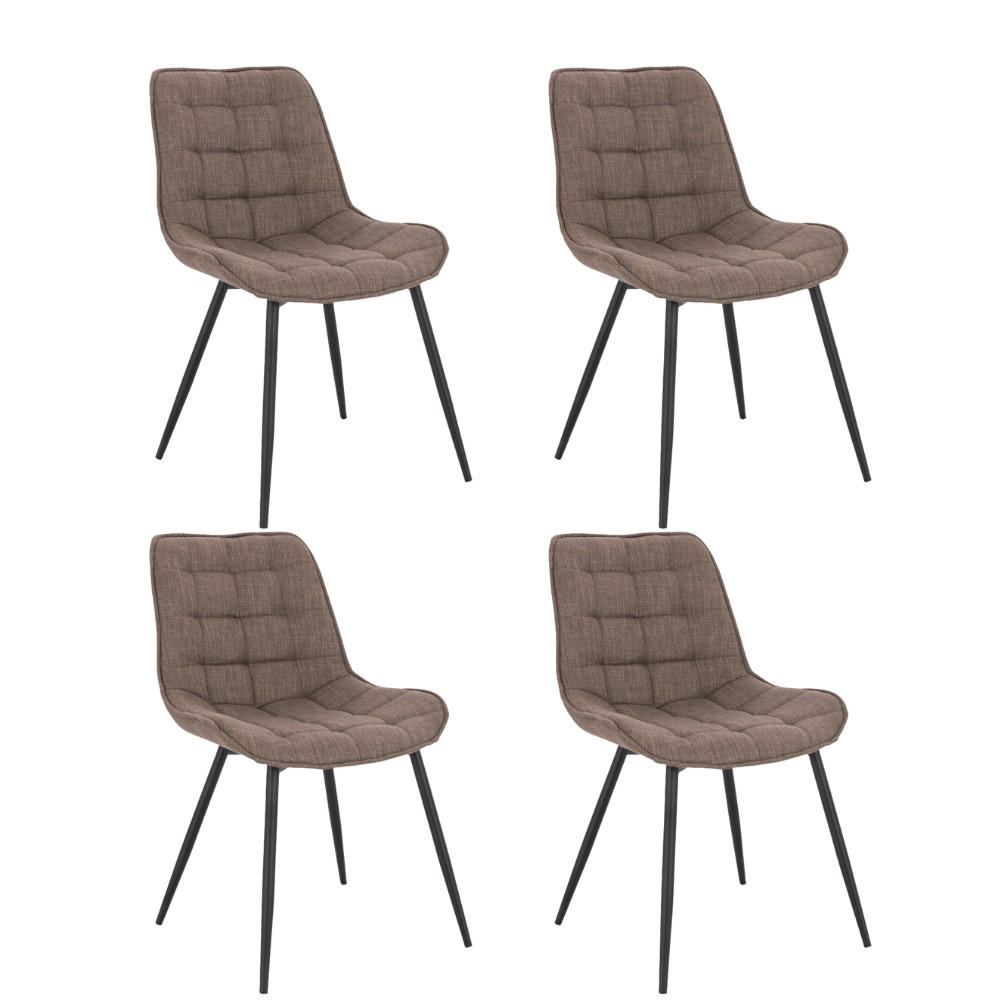 POLSTERSTUHL IKALO - Farbe: Grau/Braun, Menge: 4 - Graubraun, Textil/Metall (61.5/79.8/50.5cm) - Home Deluxe