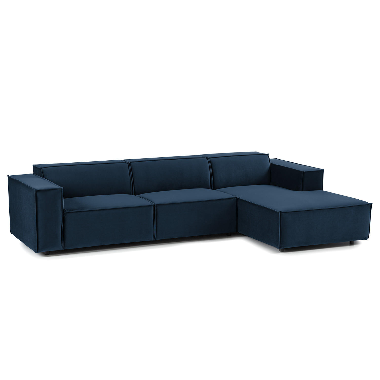 ECKSOFA mit Longchair - Schwarz/Dunkelblau, Kunststoff/Textil (294/177cm) - home24