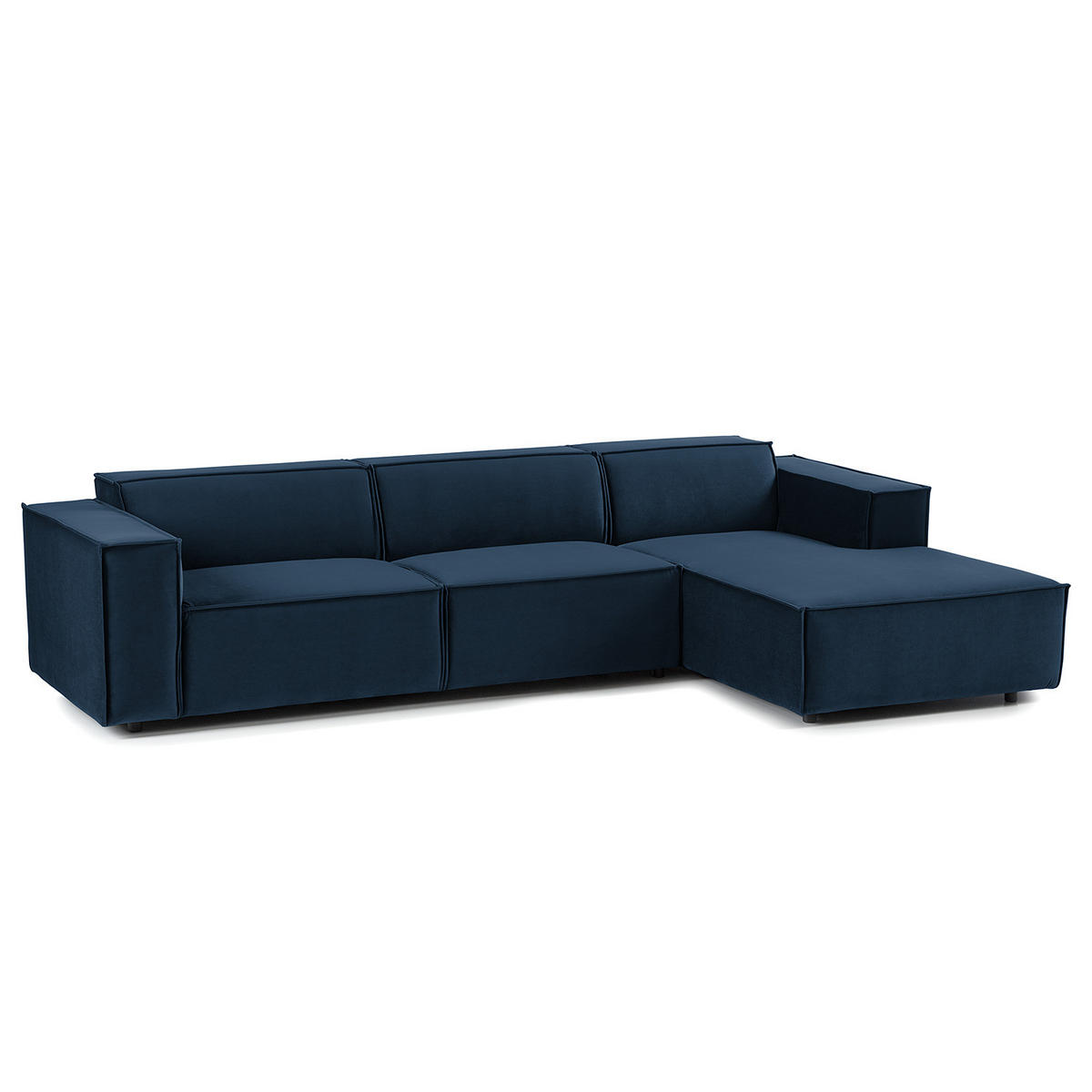 ECKSOFA mit Longchair - Schwarz/Dunkelblau, Kunststoff/Textil (294/177cm) - home24