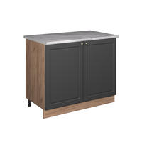 SPÜLENUNTERSCHRANK Fame-Line, Anthrazit-Gold Landhaus/Goldkraft Eiche, 100 cm, AP Marmor - Honigeiche/Anthrazit, Holzwerkstoff (100/82/60cm) - Vicco
