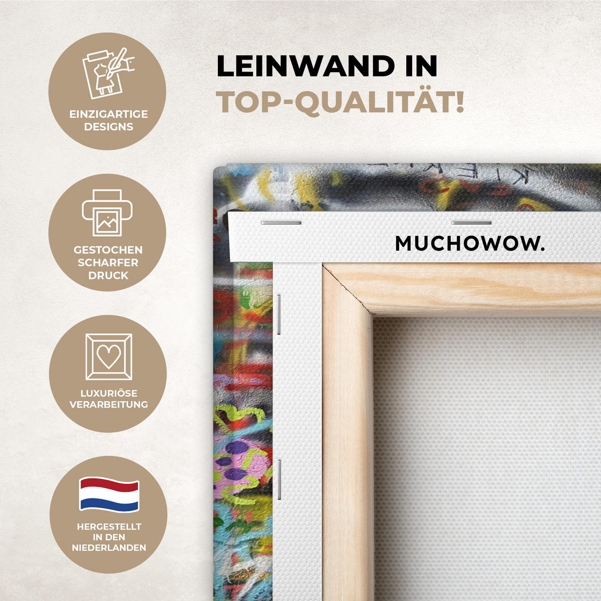 LEINWANDBILD Graffiti - Junge - Ilussie - Straßenkunst Deko Wohnzimmer 20x20 cm - Hellgrau, Textil (20/20cm) - MuchoWow