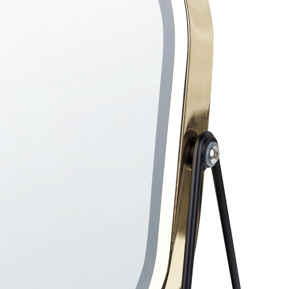 KOSMETIKSPIEGEL gold mit LED-Beleuchtung 20/22 cm Dordogne - Goldfarben/Schwarz, Metall (13/32/24cm) - Beliani