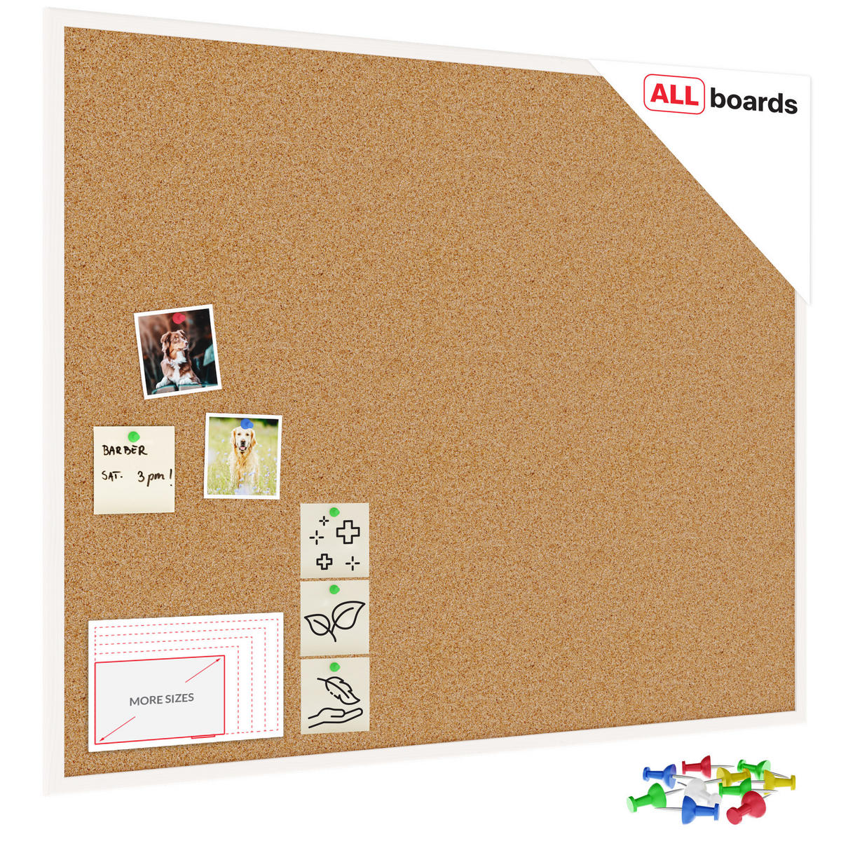 PINNWAND mit weißem Naturholzrahmen 100x80cm - Weiß, Holz (100/80/1.5cm) - ALLboards