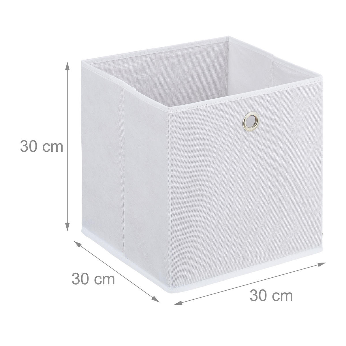 4XÚLOŽNÝ box - biela, kov/textil (30/30/30cm) - Relaxdays