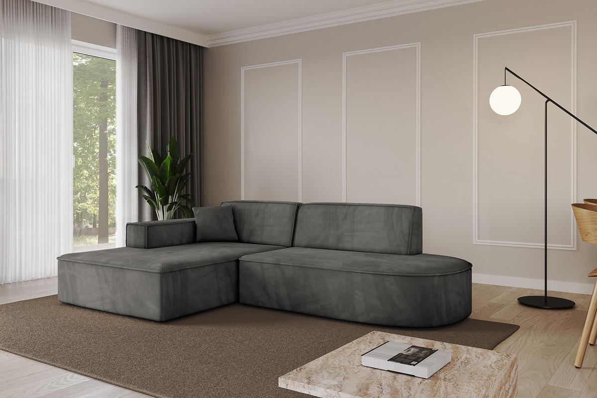 ECKSOFA Ottomane Links IREA-L1-v4 - 232x165x77 cm Ecru - Anthrazit, Holzwerkstoff/Textil (232/165cm) - ALTDECOR